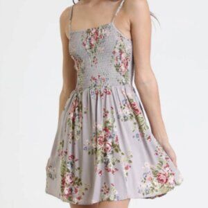 Angie Heather Grey Smocked Mini Dress